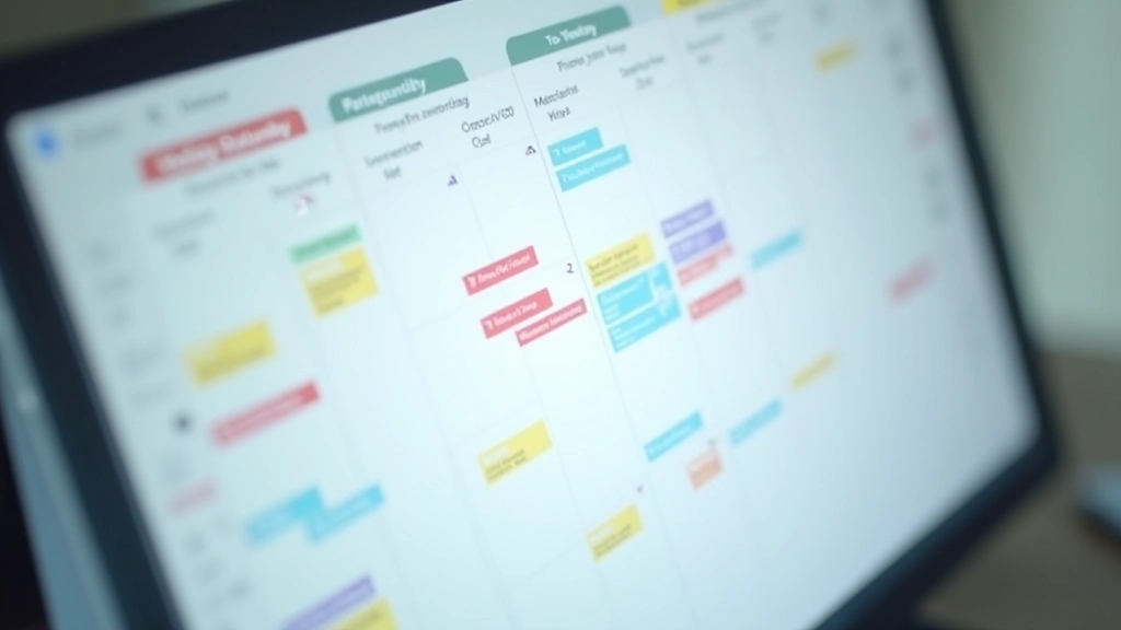 Digital calendar showing time blocks organized by color and priority