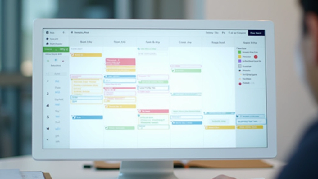Digital calendar with time blocking schedule showing color-coded time slots and daily schedule structure
