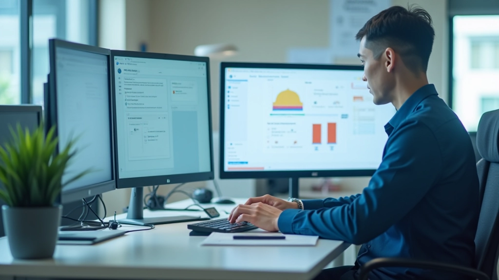 Modern workspace with multiple digital devices showing calendar and task management applications