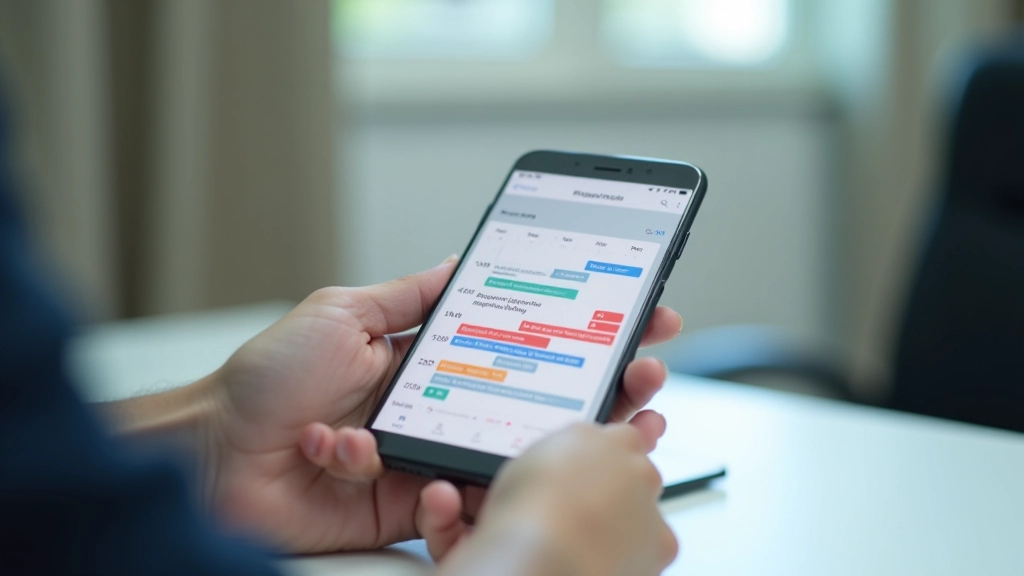 Digital calendar application on smartphone showing synced events